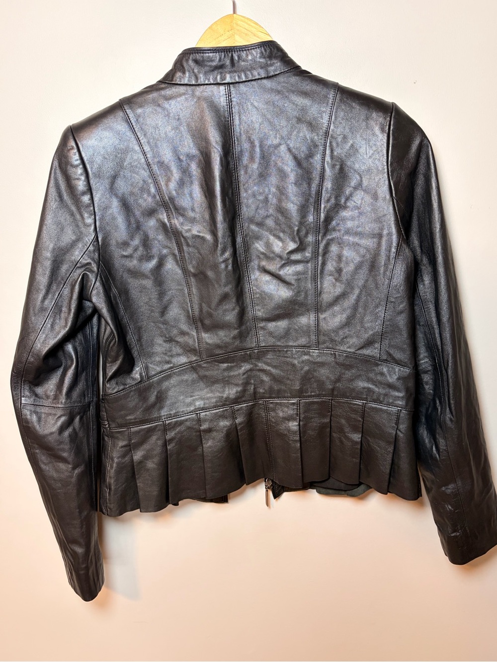 WHITE/BLACK Black Peplum Jacket Pleated Fitted Zip Front - Picture 7 of 7
